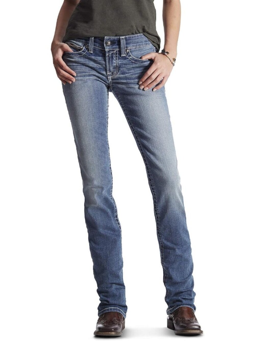 Mid Rise Stretch Straight Leg Jeans for Women | Iconic Stackable Style